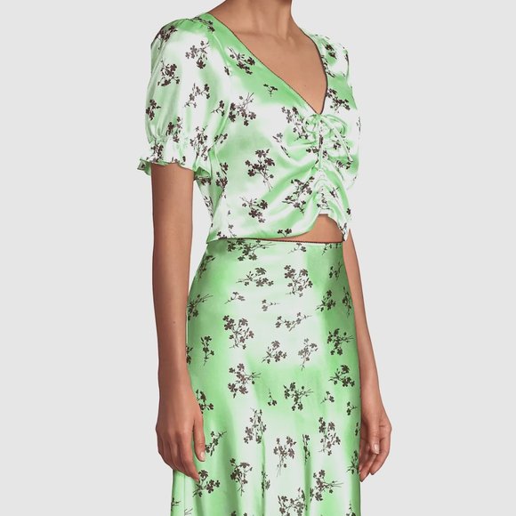 LIKELY Mona Floral Print Ruched Crop Top & Cruz Skirt 2pc Matching Set 6, NWT - Picture 2 of 11